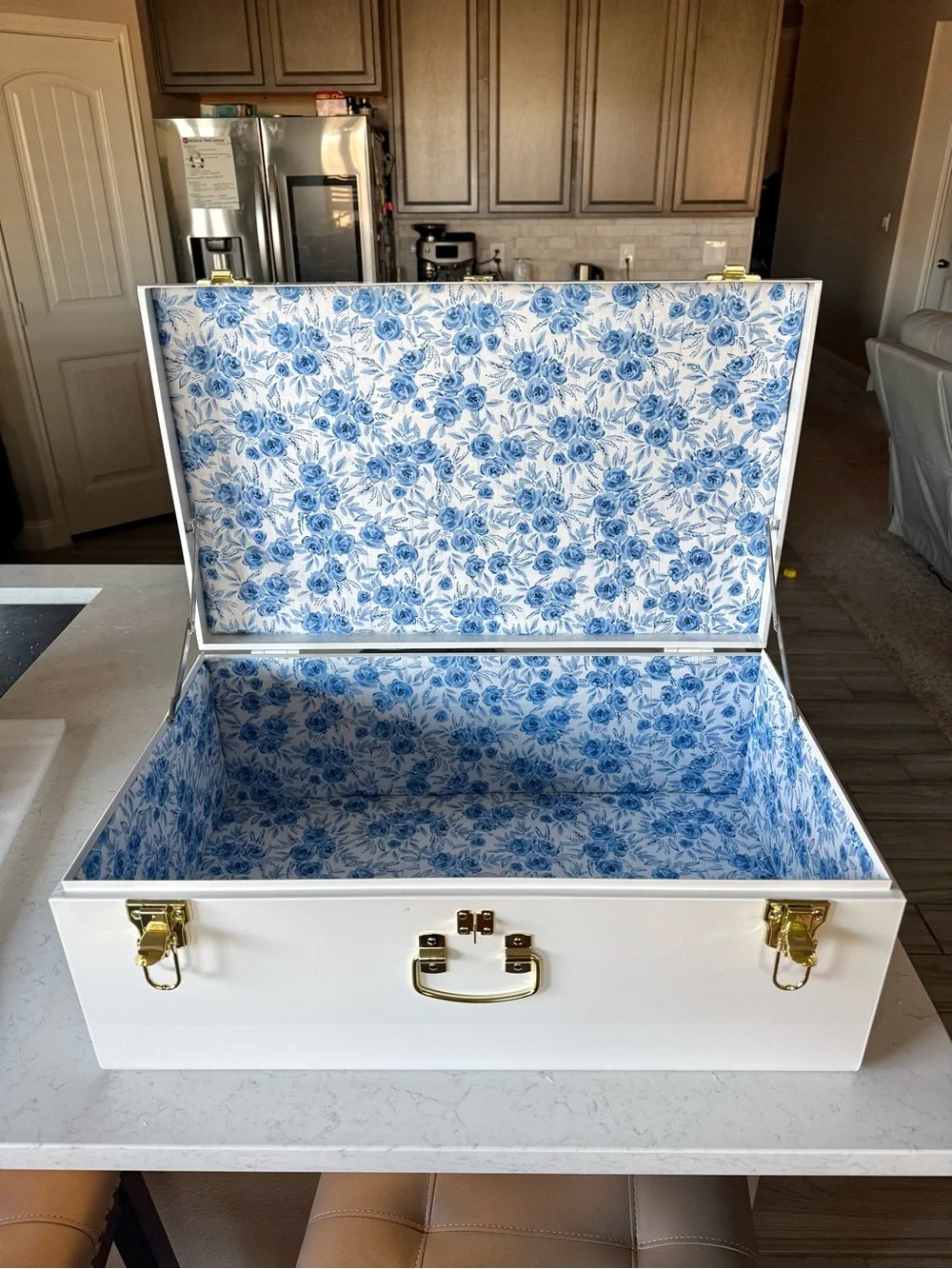White Metal Keepsake Trunk - Baby or Wedding